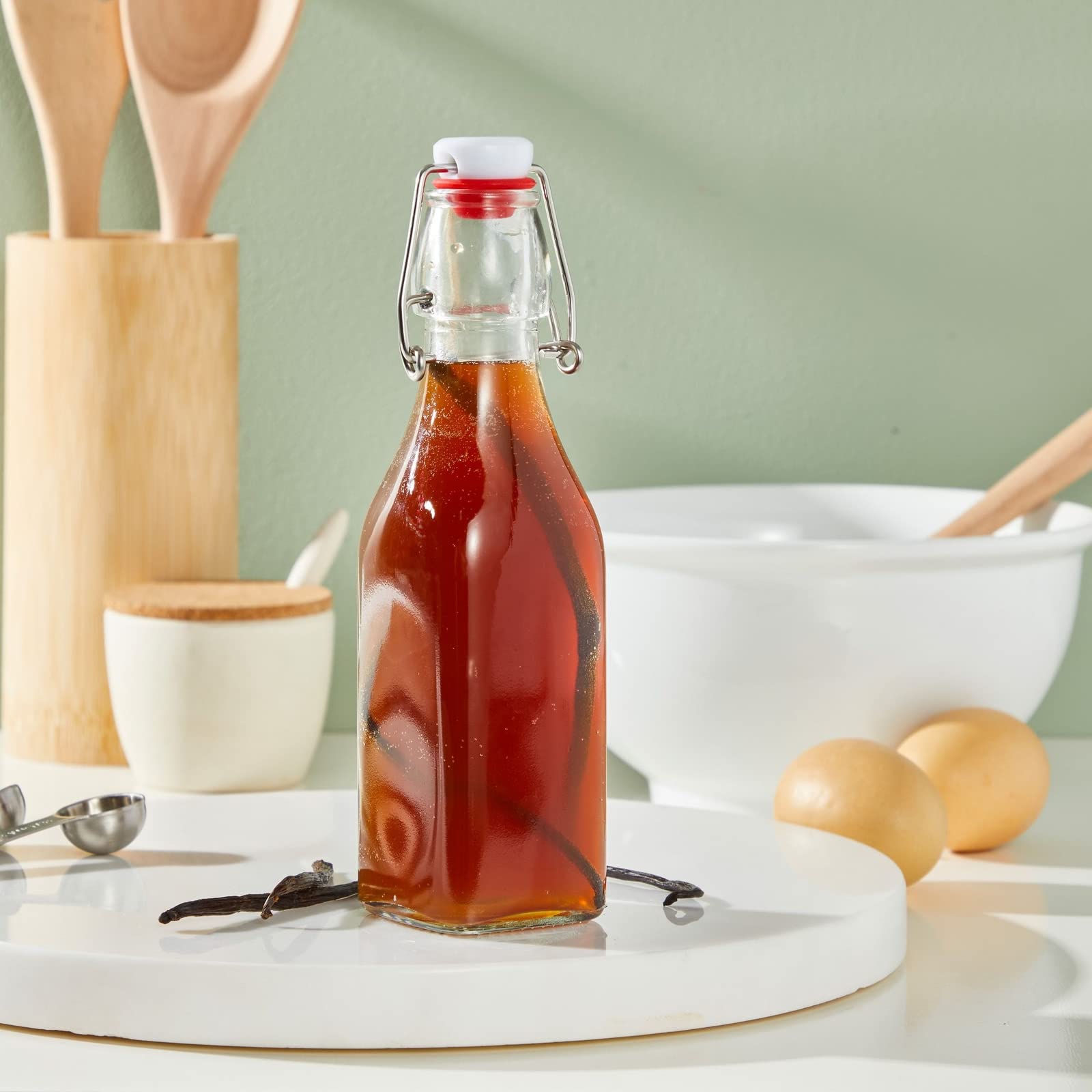 Cleaning brush included with Juvale glass bottle set