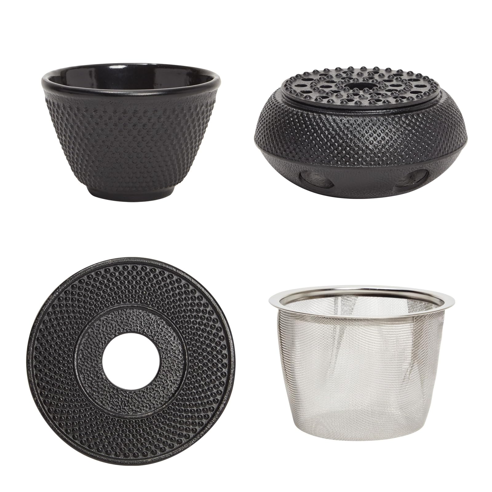 Juvale cast iron tea set with hobnail pattern