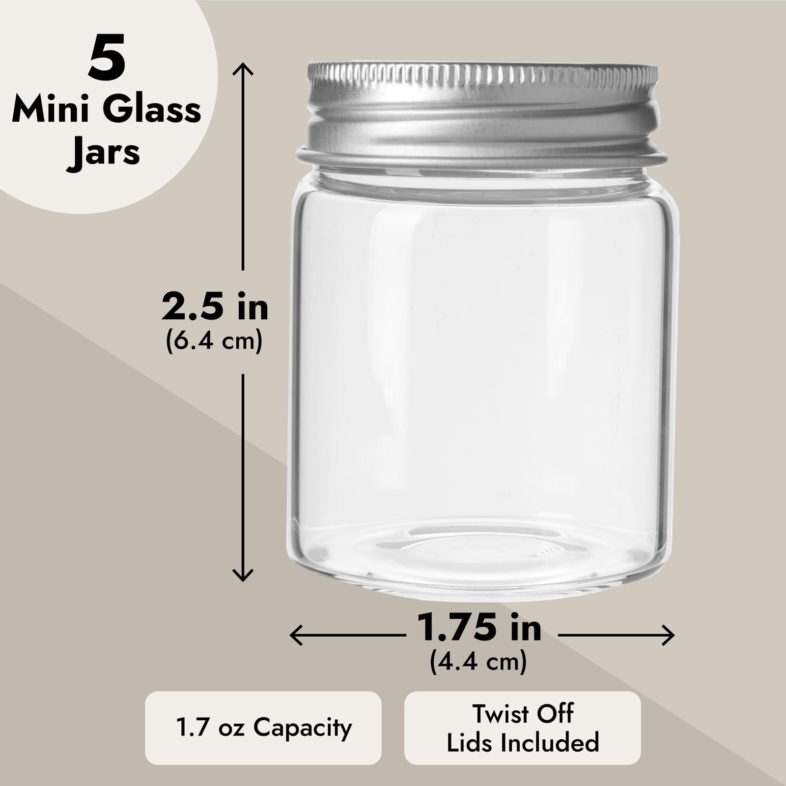 Pack of five Juvale jars for crafts and storage