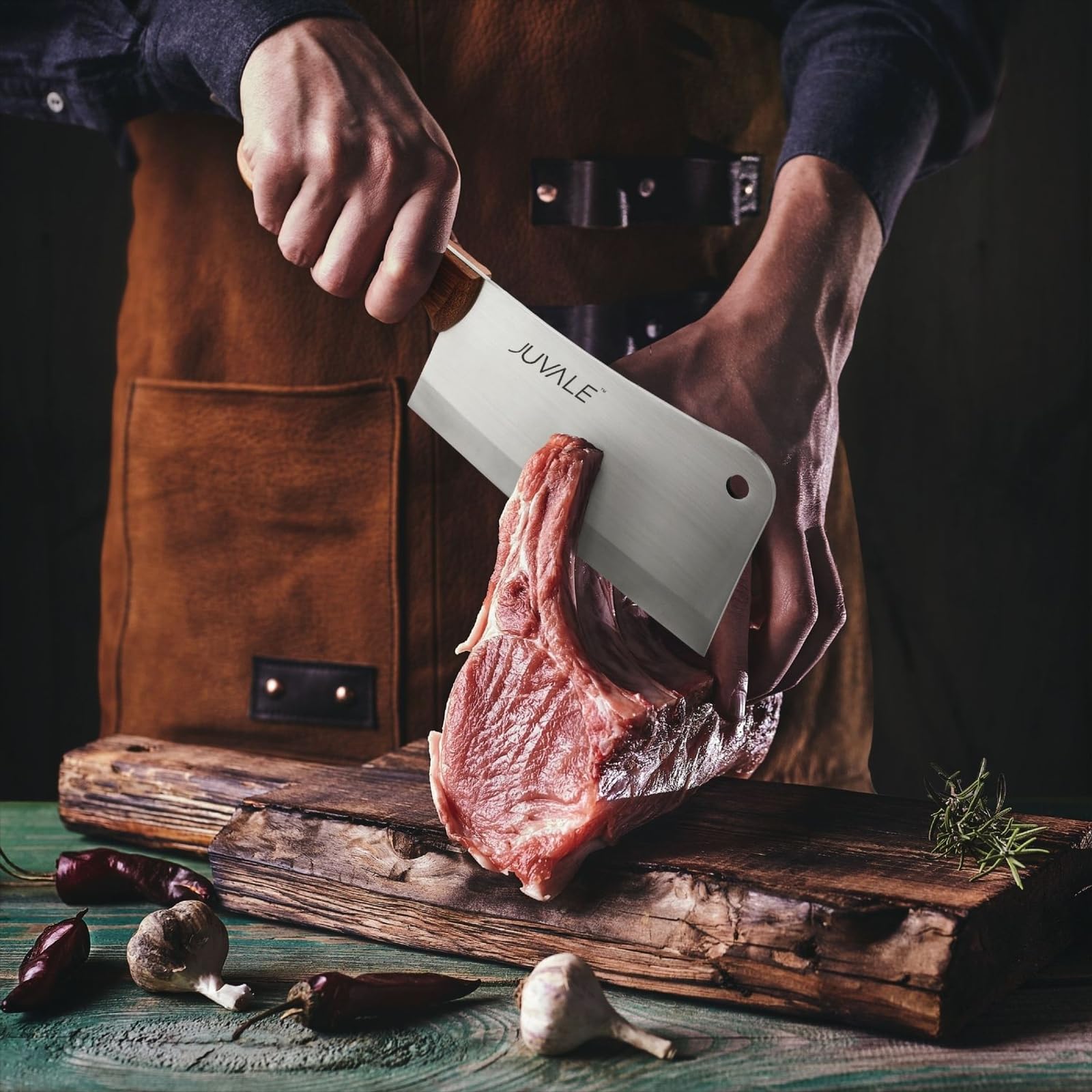 8 inch stainless steel blade cleaver by Juvale