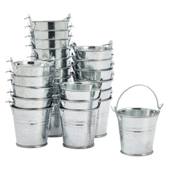 Juvale mini metal buckets 2x2 inches silver with handles