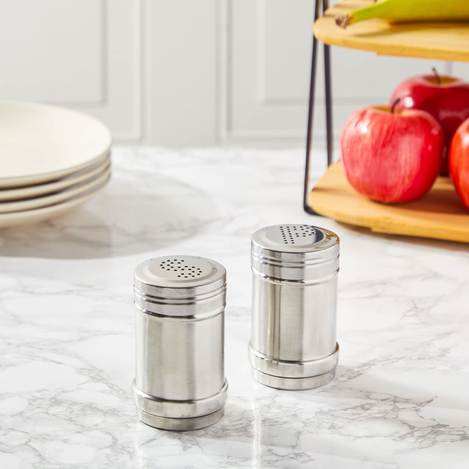 Refillable metal salt and pepper shakers by Juvale