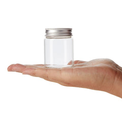 Small glass jars with stainless steel lids for travel
