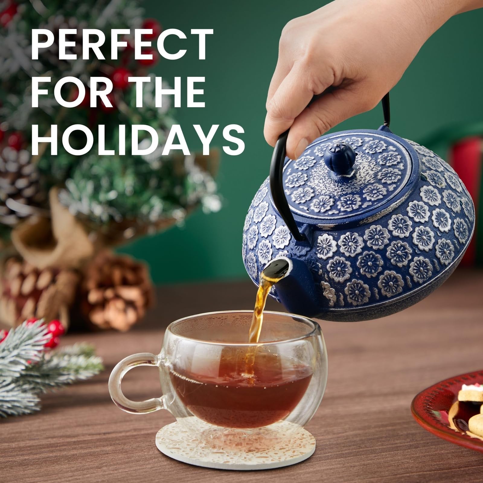 Juvale teapot with infuser for loose tea