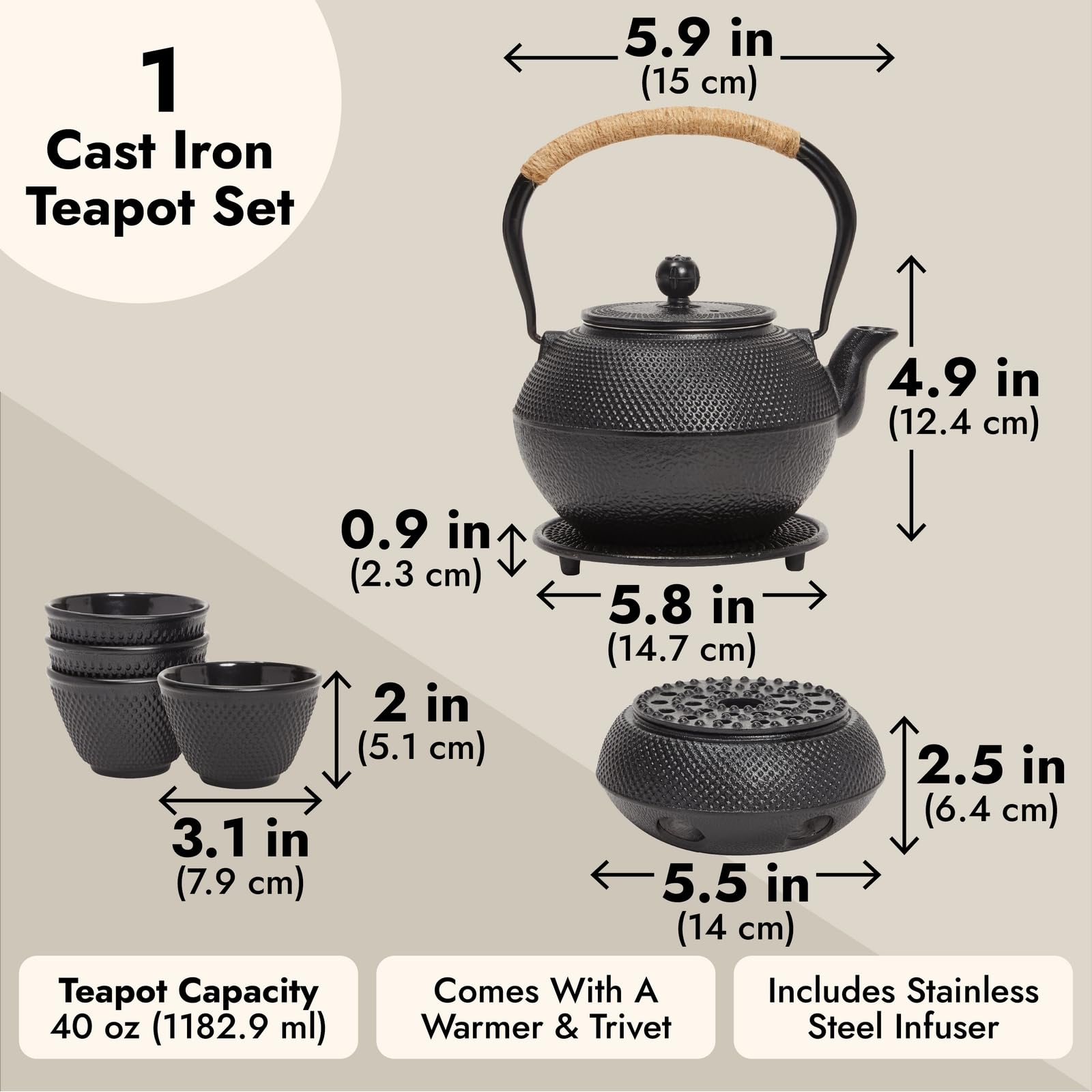 Juvale warmer and trivet included with teapot set