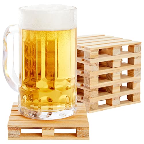 Juvale wooden pallet coasters six pack in brown square layout
