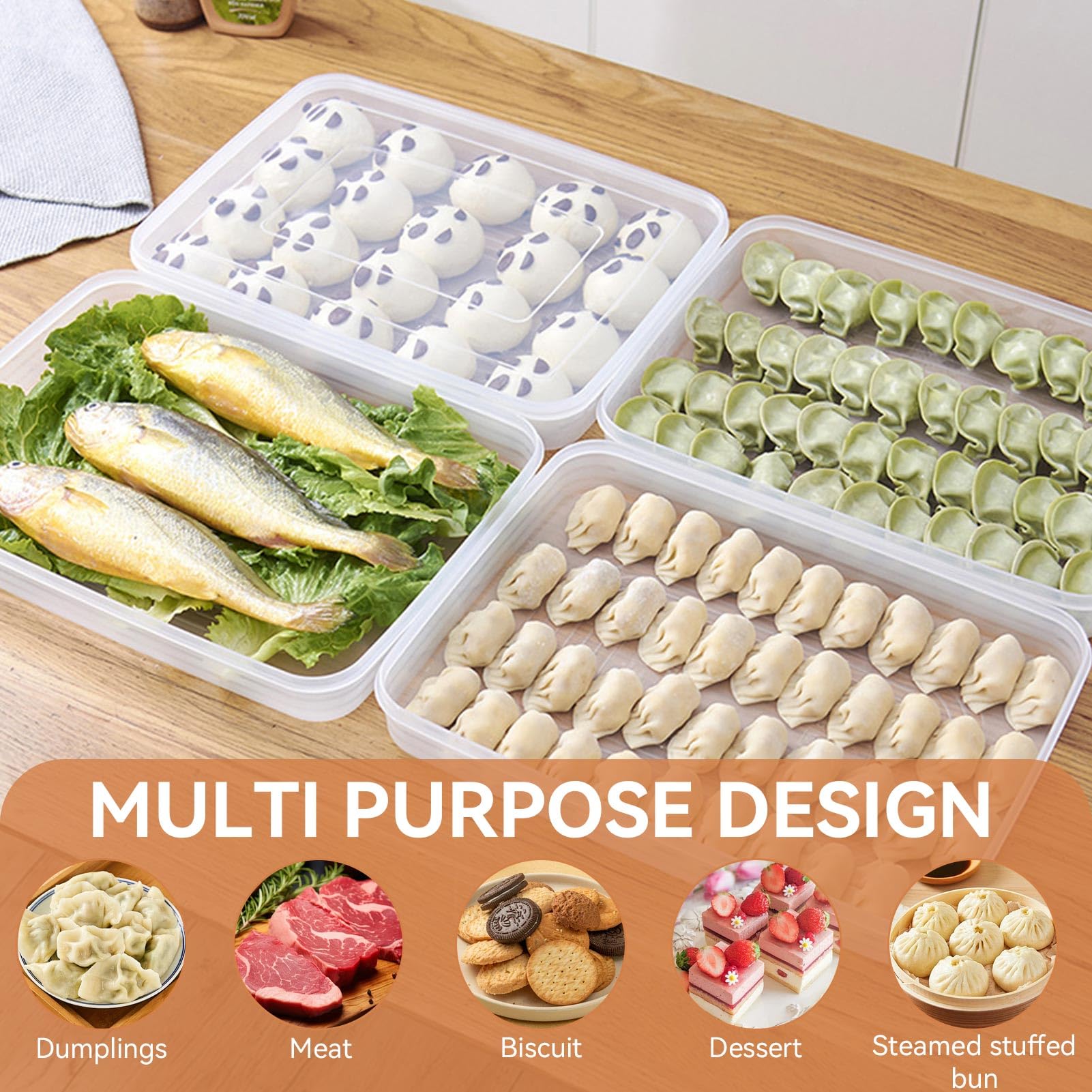 Dishwasher safe dumpling storage box with buckle lid