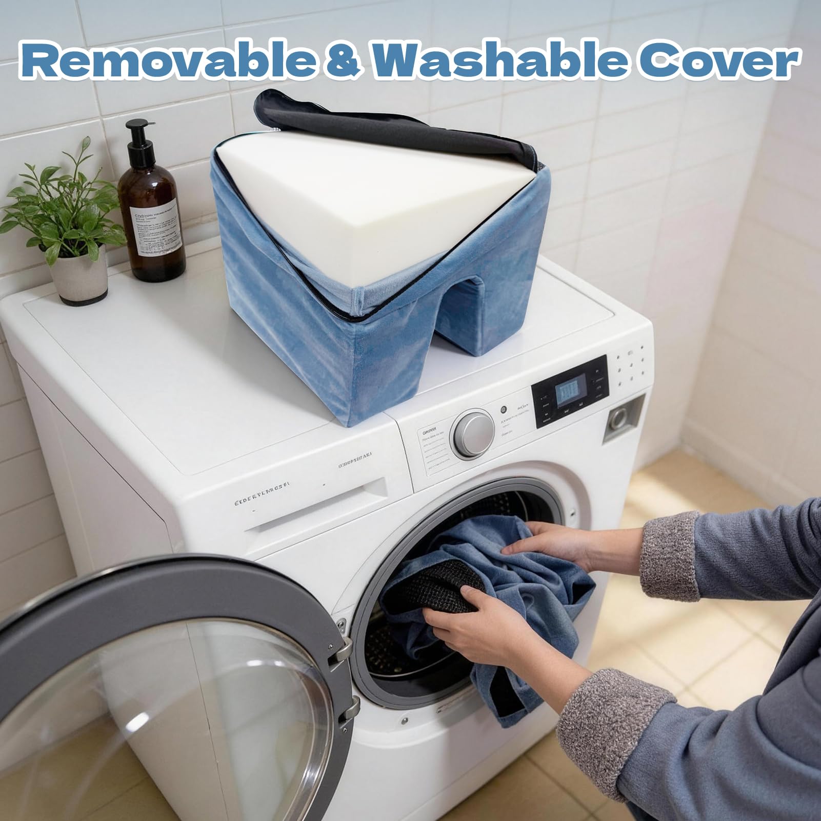Removable velvet cover knee replacement pillow blue by JZHLLA