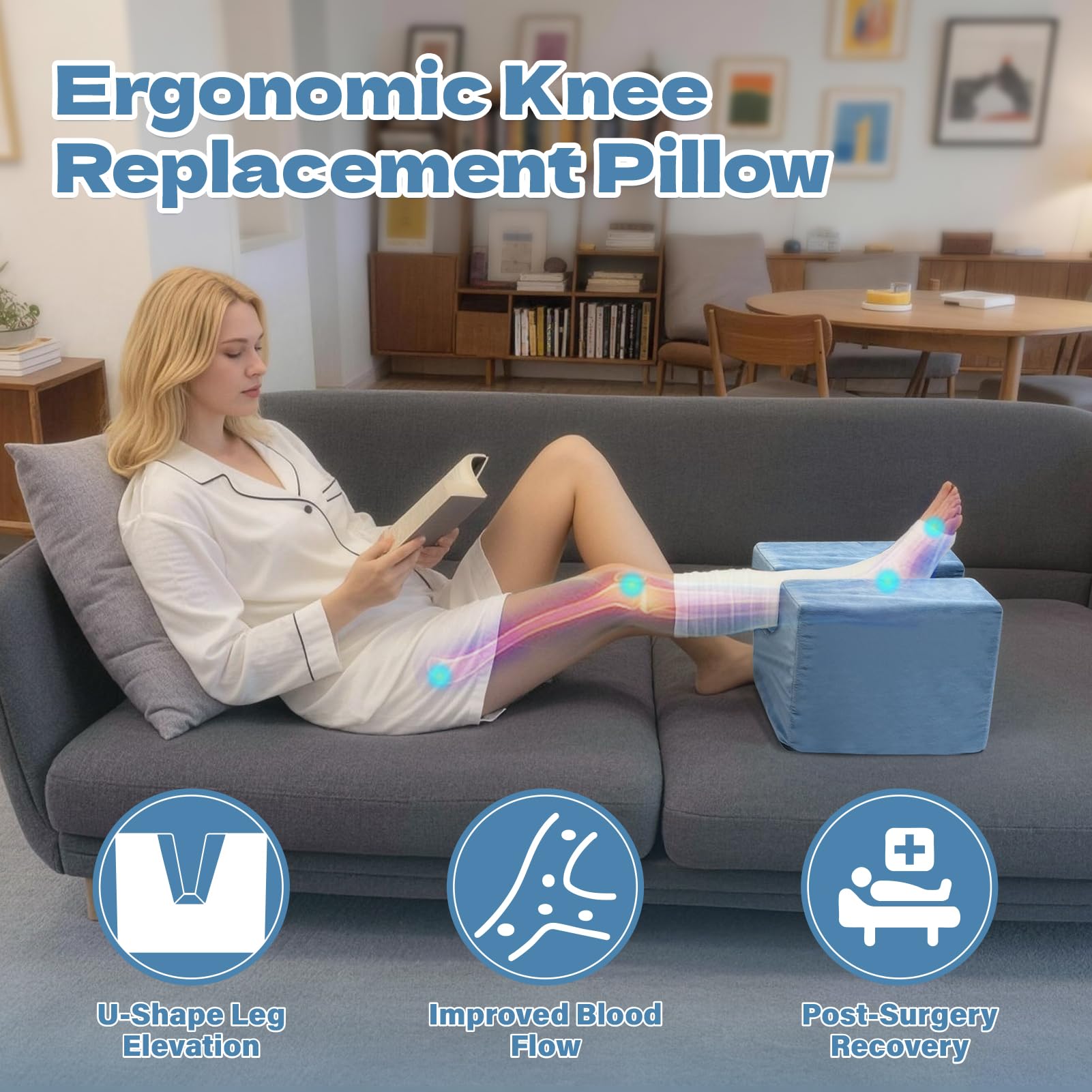 JZHLLA knee replacement pillow blue leg elevation