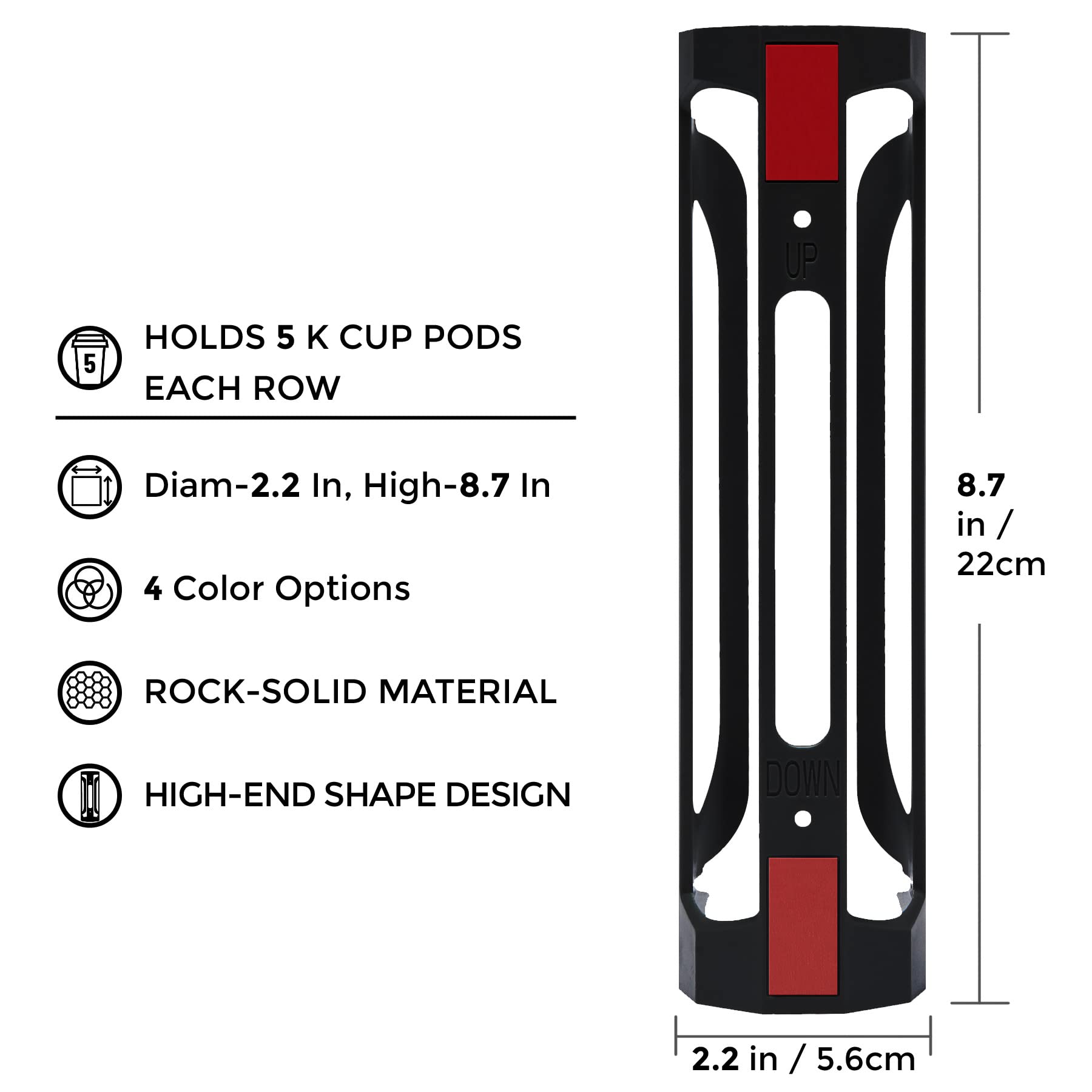 K cup storage beside Keurig for cabinets or fridge
