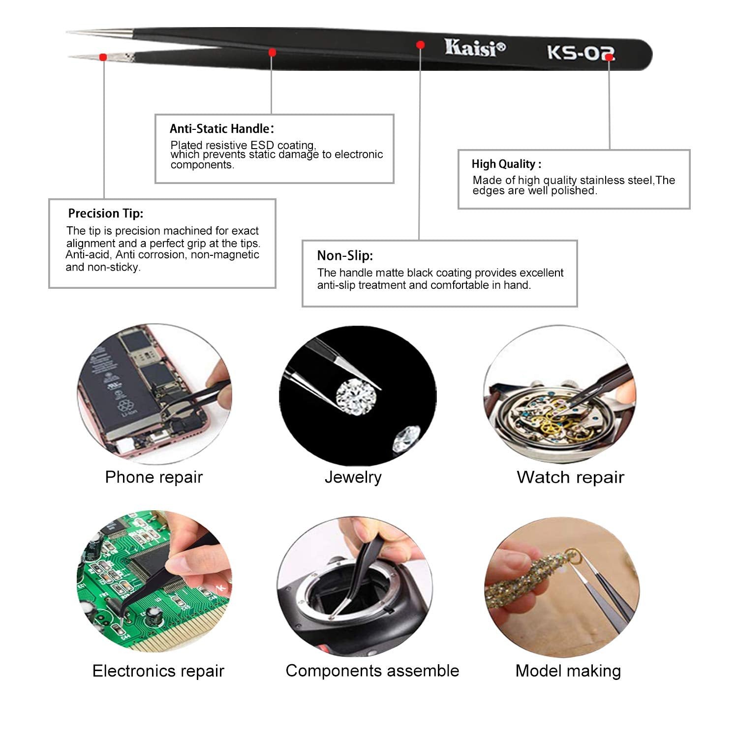 Kaisiking soldering aid tool set contents 6 tools 2 tweezers
