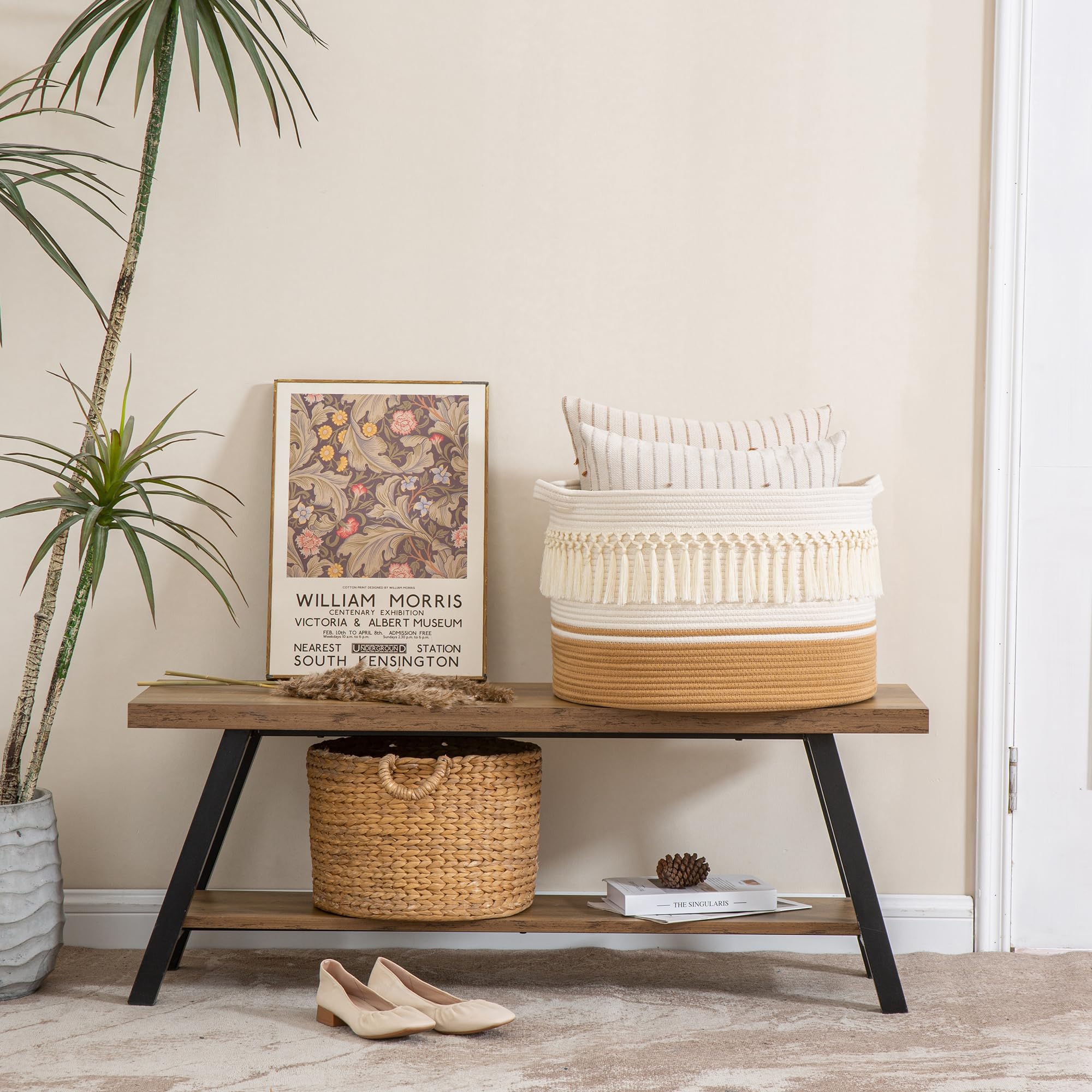 KAKAMAY large blanket basket living room storage