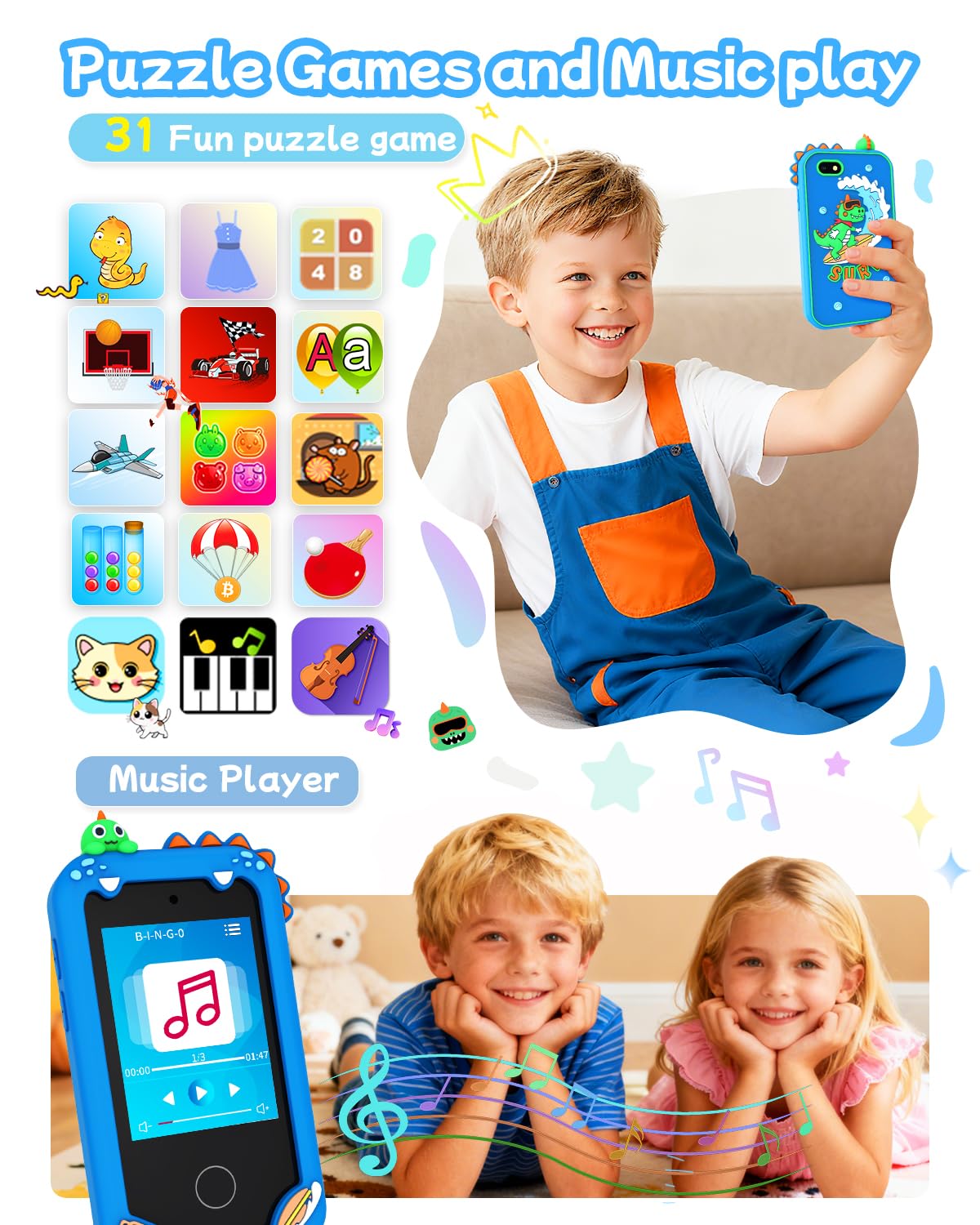 Offline design and 13 languages on KAKTIN Kids Smart Phone