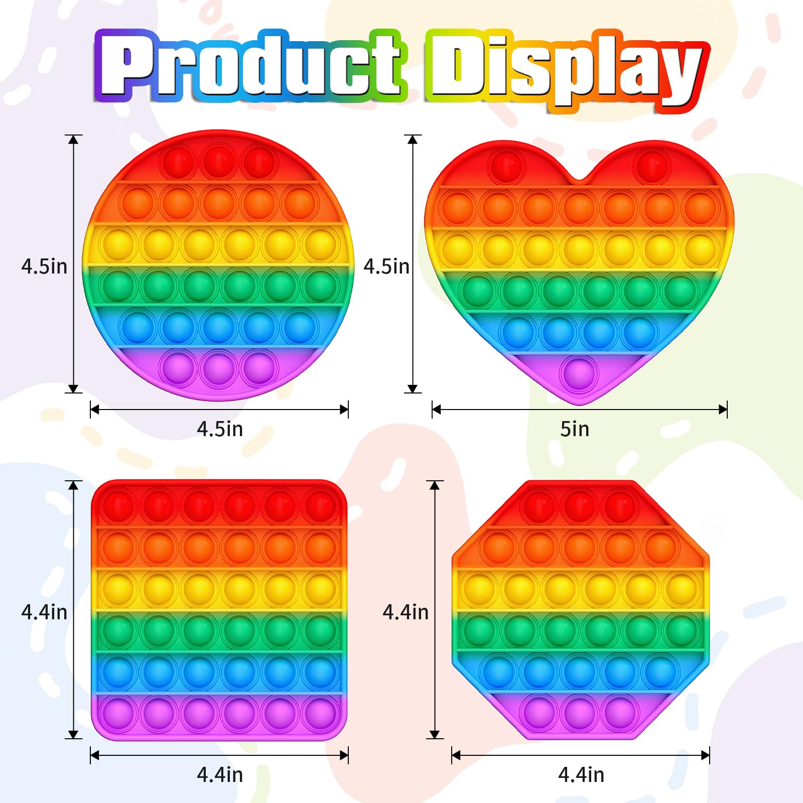 Kakukokas rainbow pop fidget toys in packaging for gifting