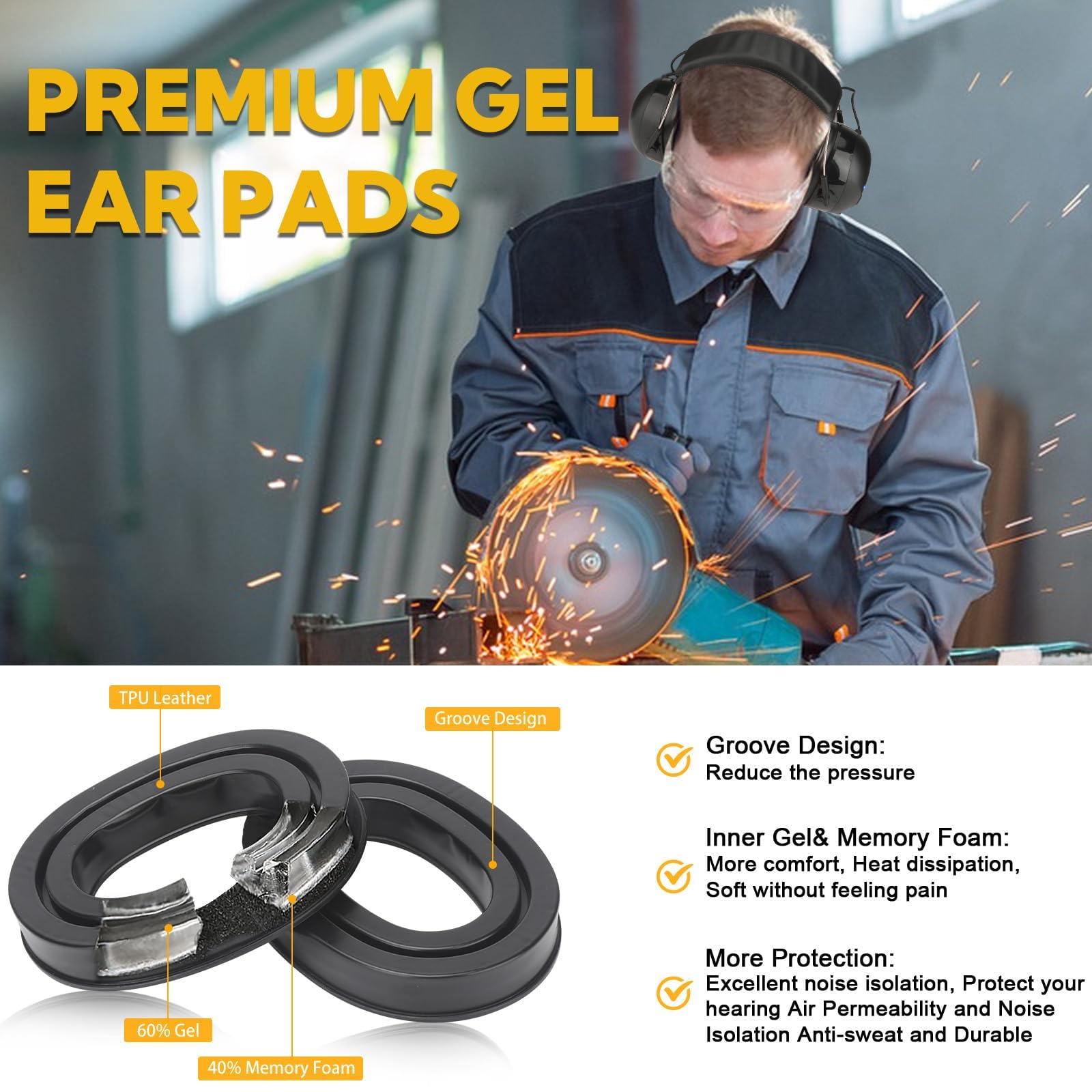 Rechargeable Kalence earmuffs with 1200mAh battery