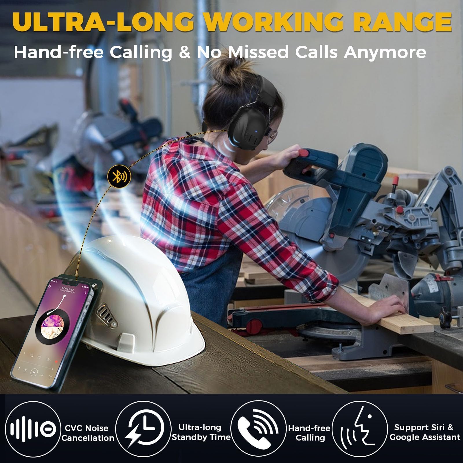 Kalence earmuffs hands-free mic Siri Google Assistant