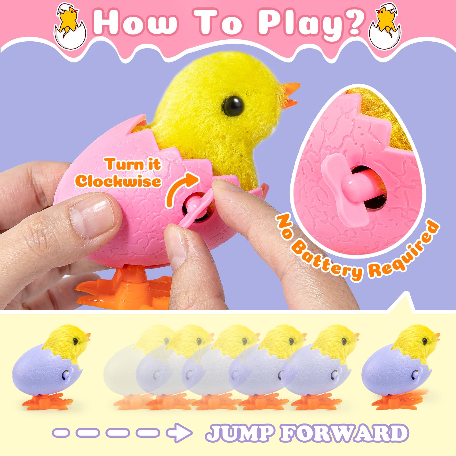 Wind up chicks and bunnies toy set by KALLOCIRUN 6 pcs
