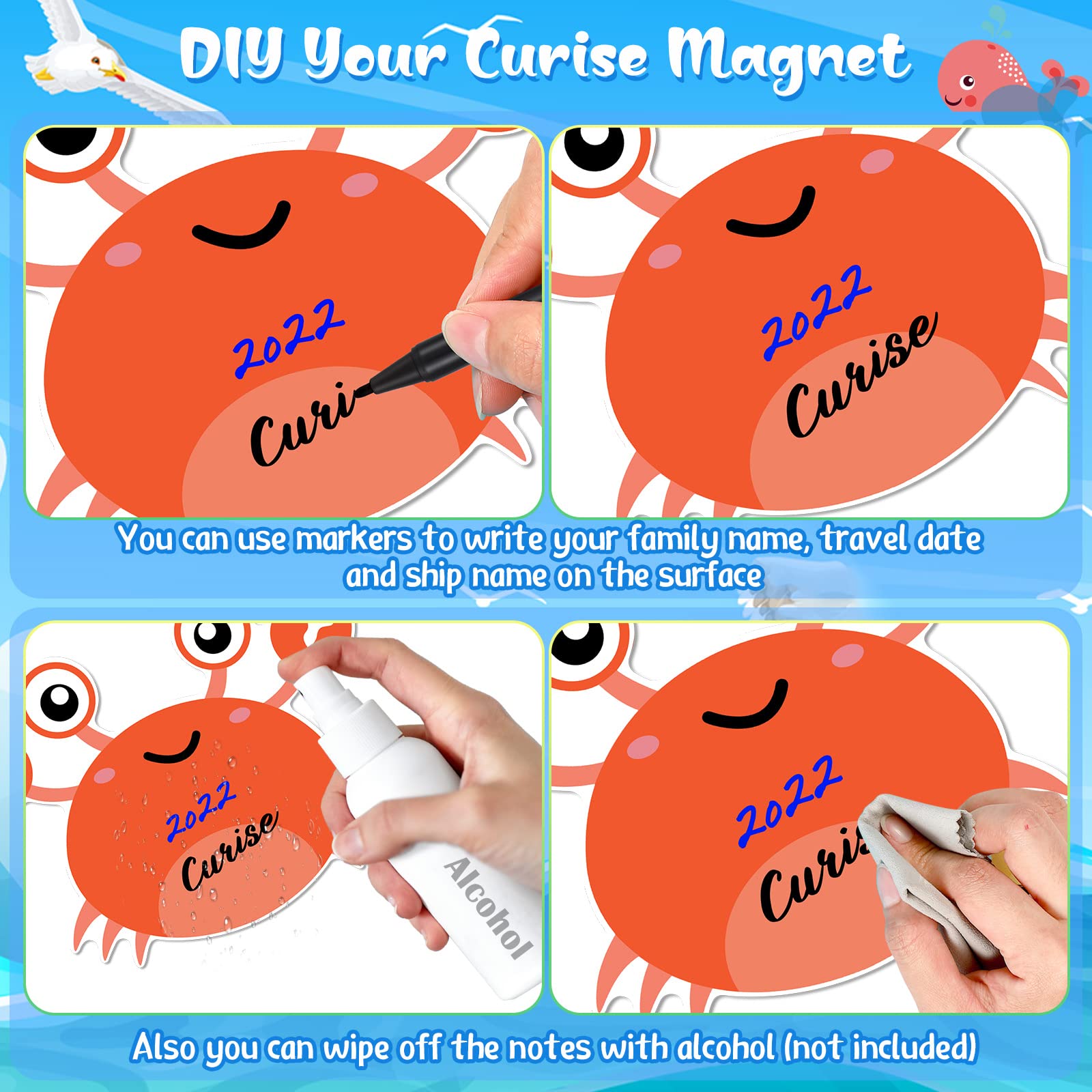 Six crab magnets for cruise doors Kanayu
