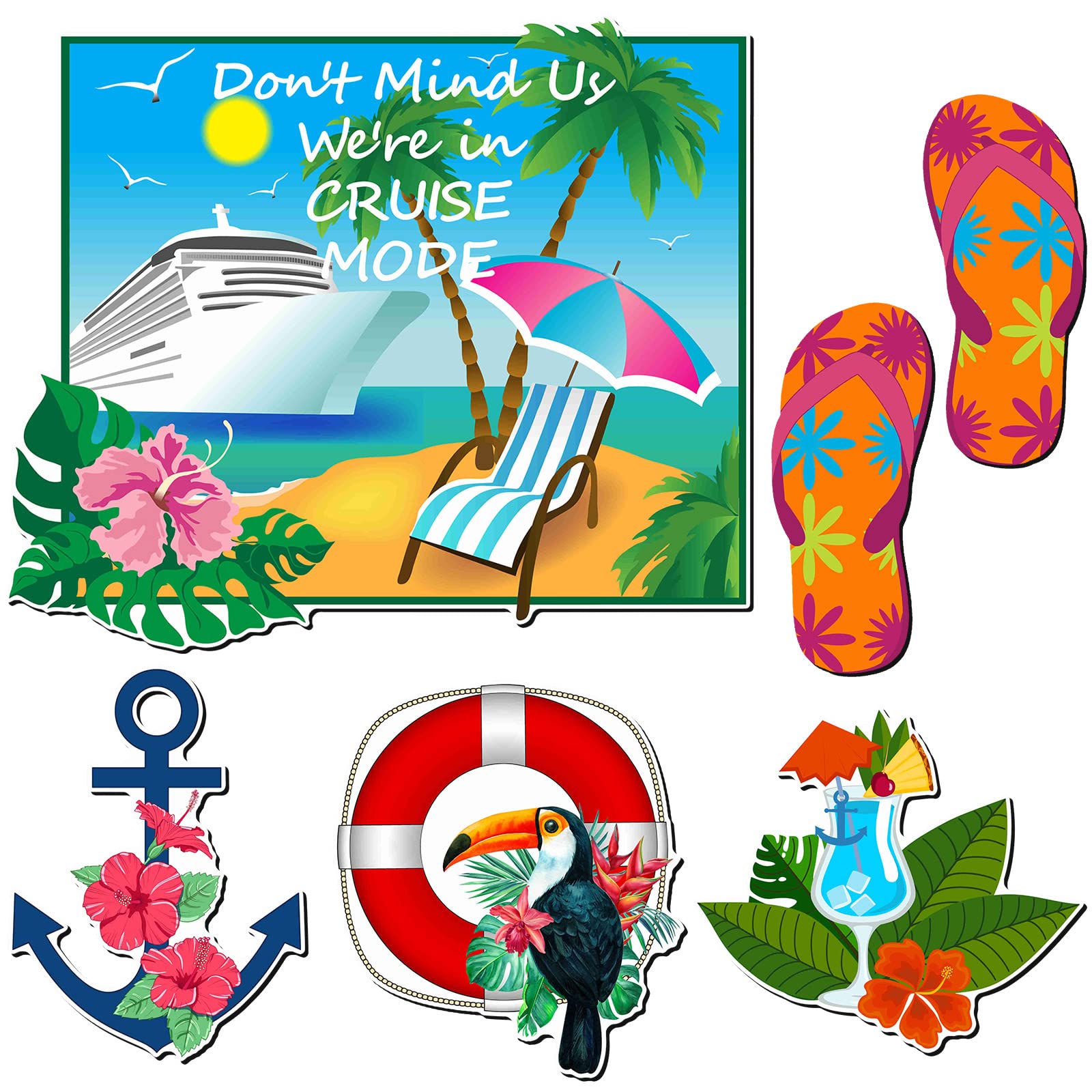 Kanayu tropical cruise door magnets set of six on cabin door