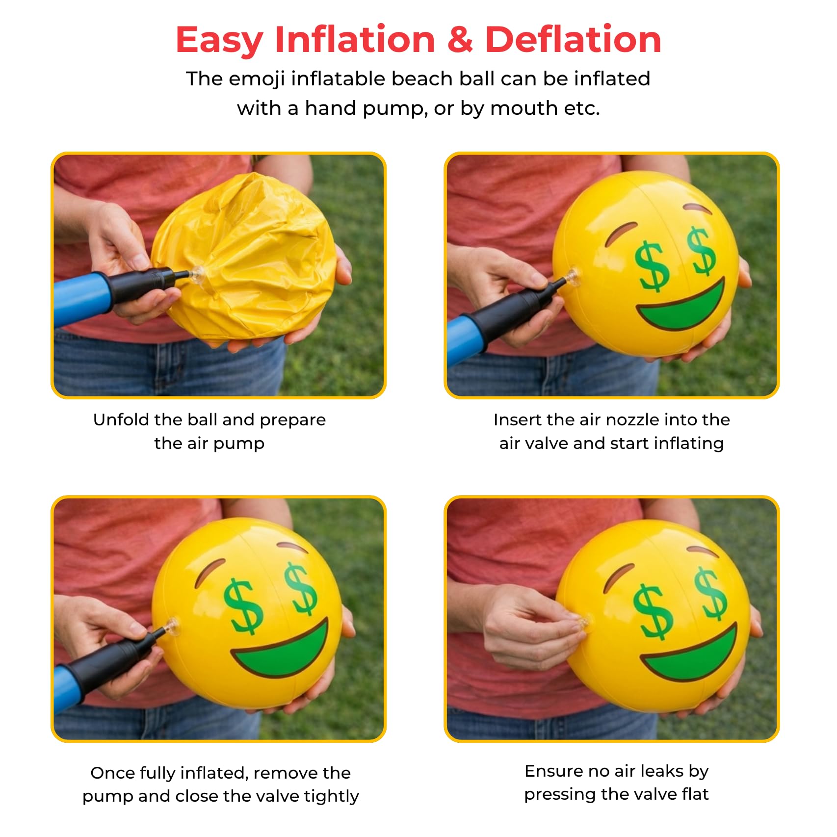 Wipe clean and store deflated beach ball