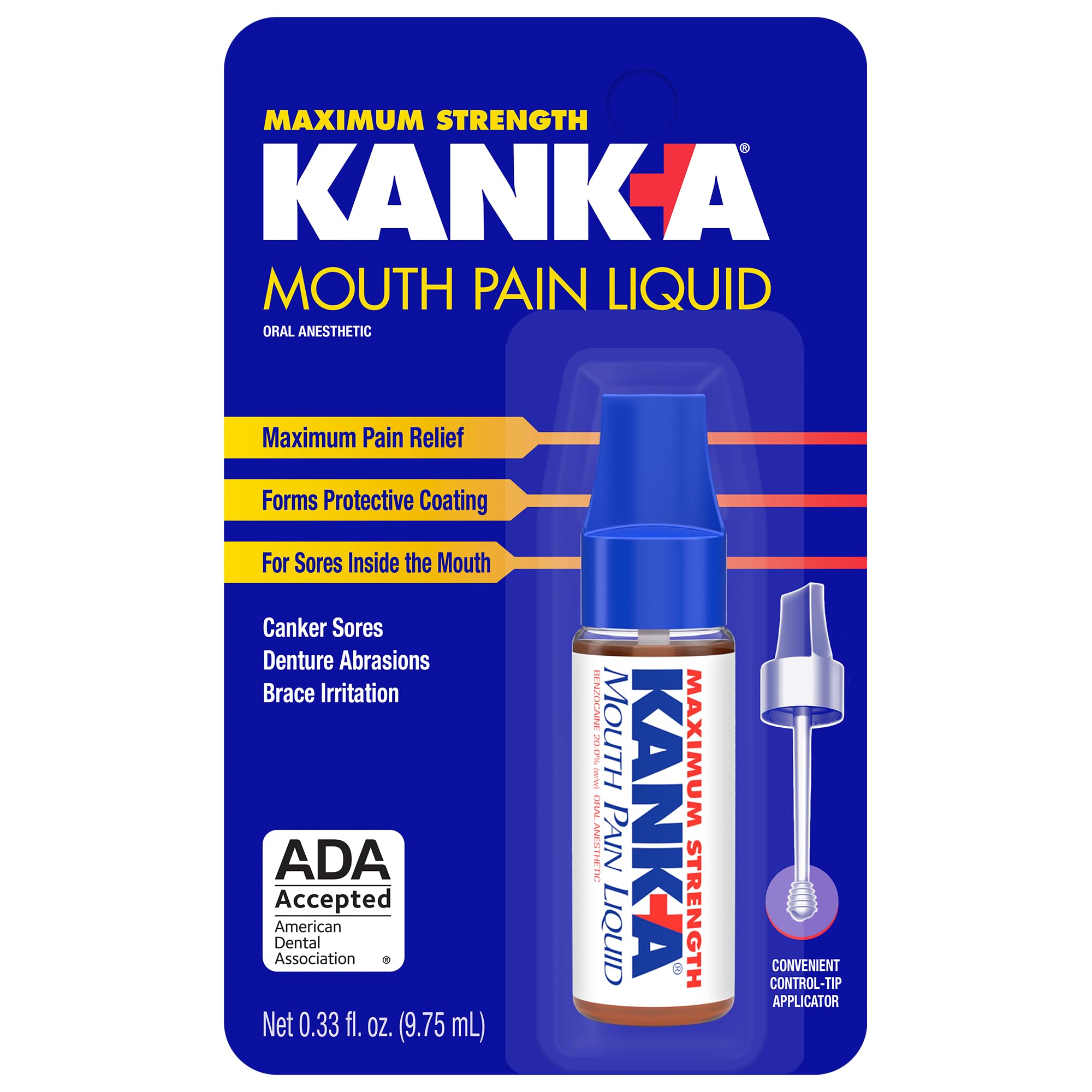 Kank-A Mouth Pain Liquid 0.33 oz packaging