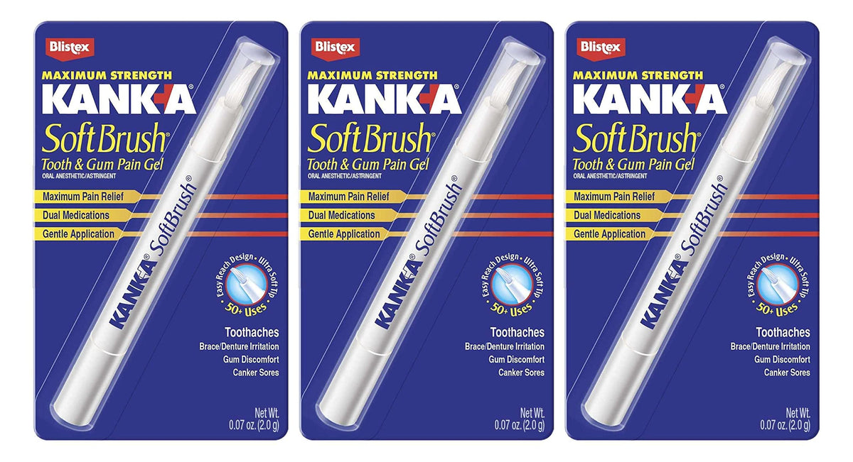 Kank-A Soft Brush Tooth Mouth Pain Gel 0.07 Ounce pack of 3