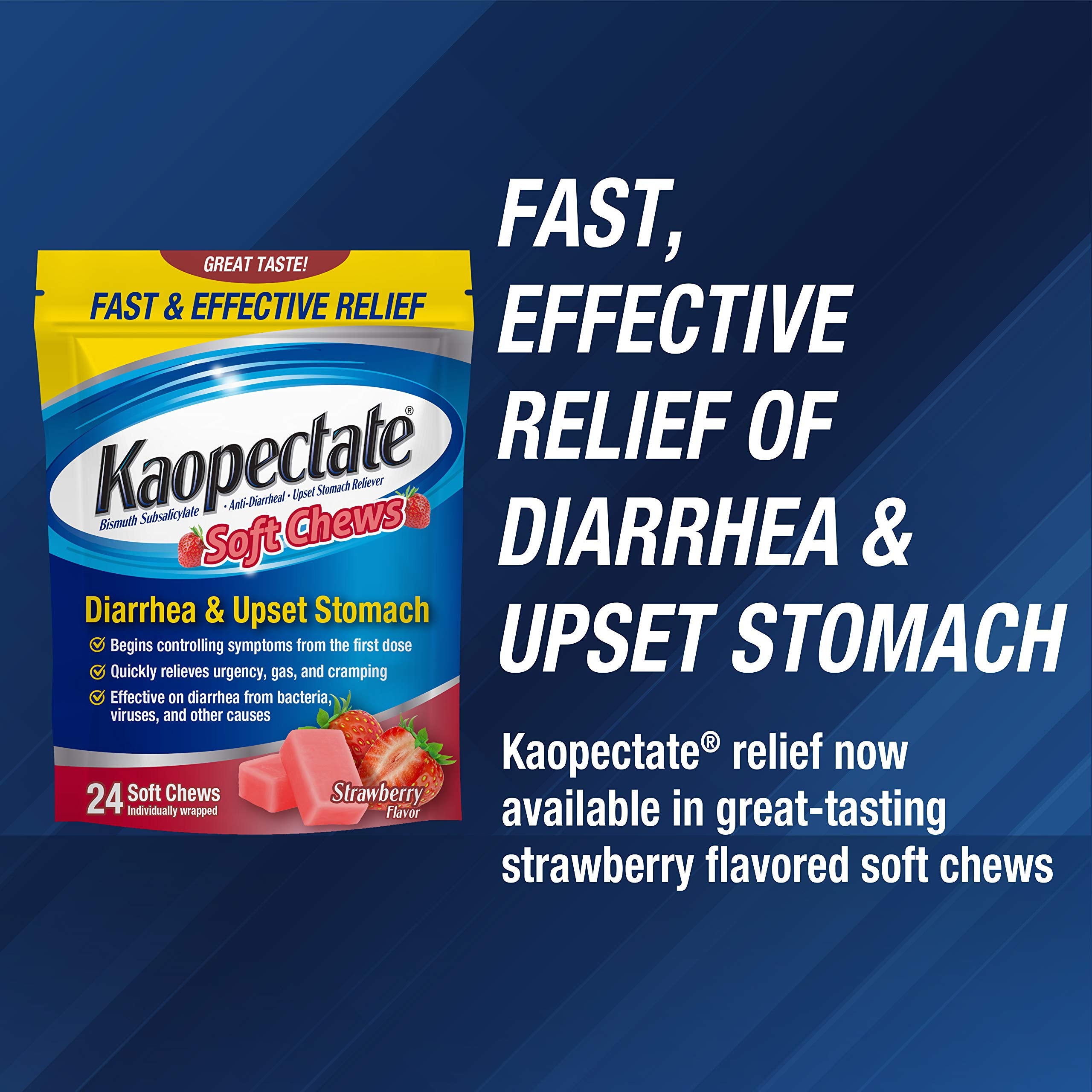 Kaopectate Strawberry Soft Chews packaging for adults