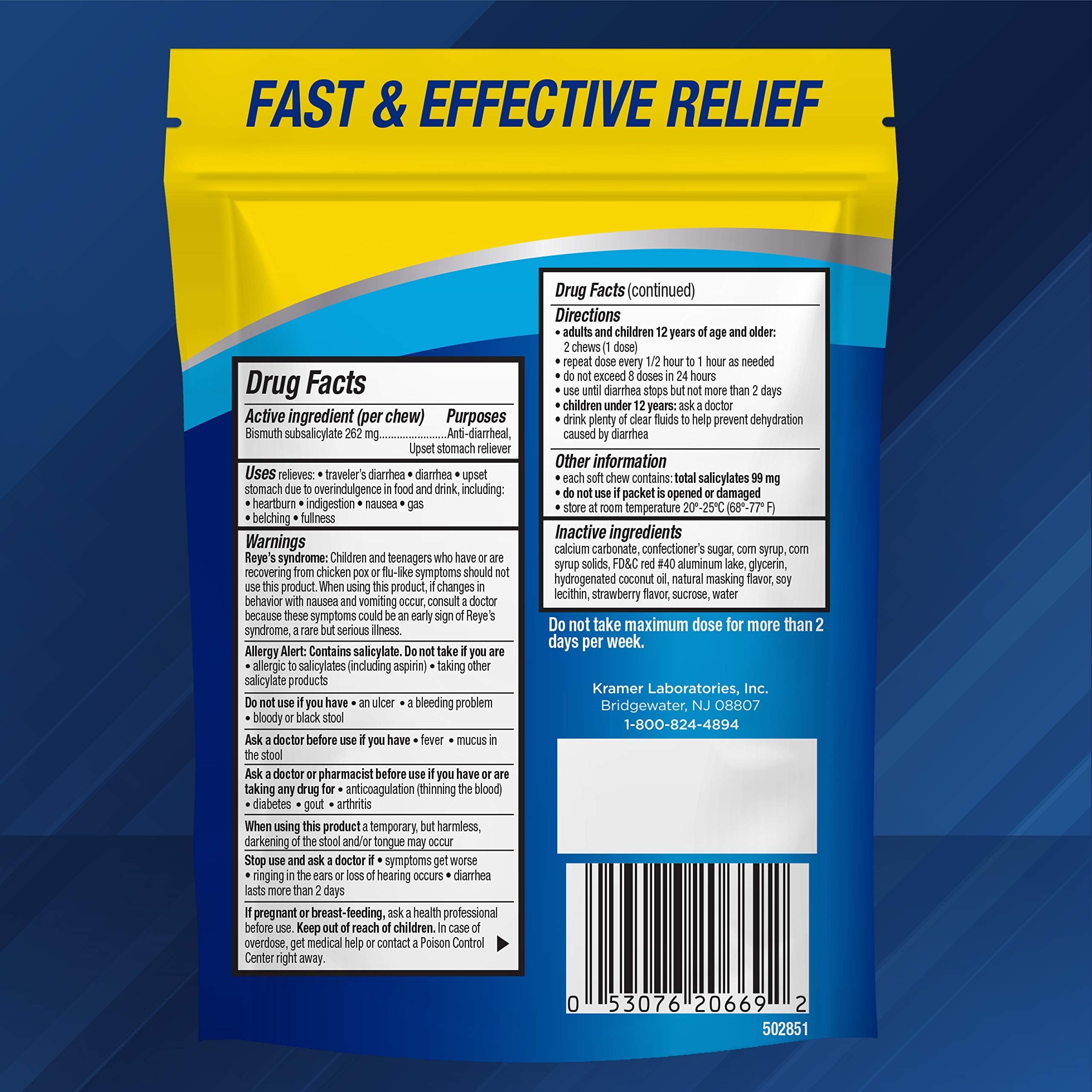 Kaopectate 24 count strawberry soft chews product packaging