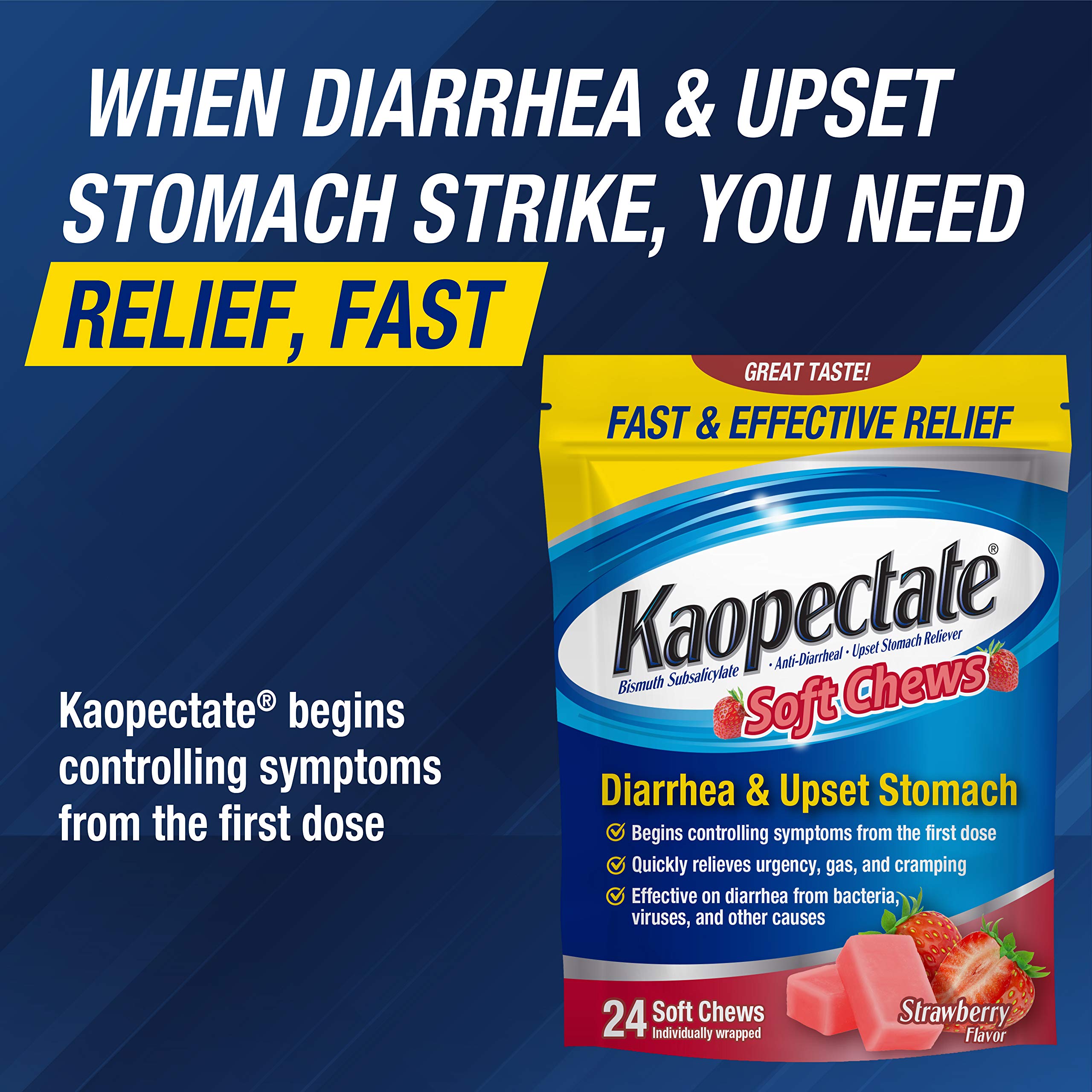 Adults diarrhea medicine strawberry soft chews product image