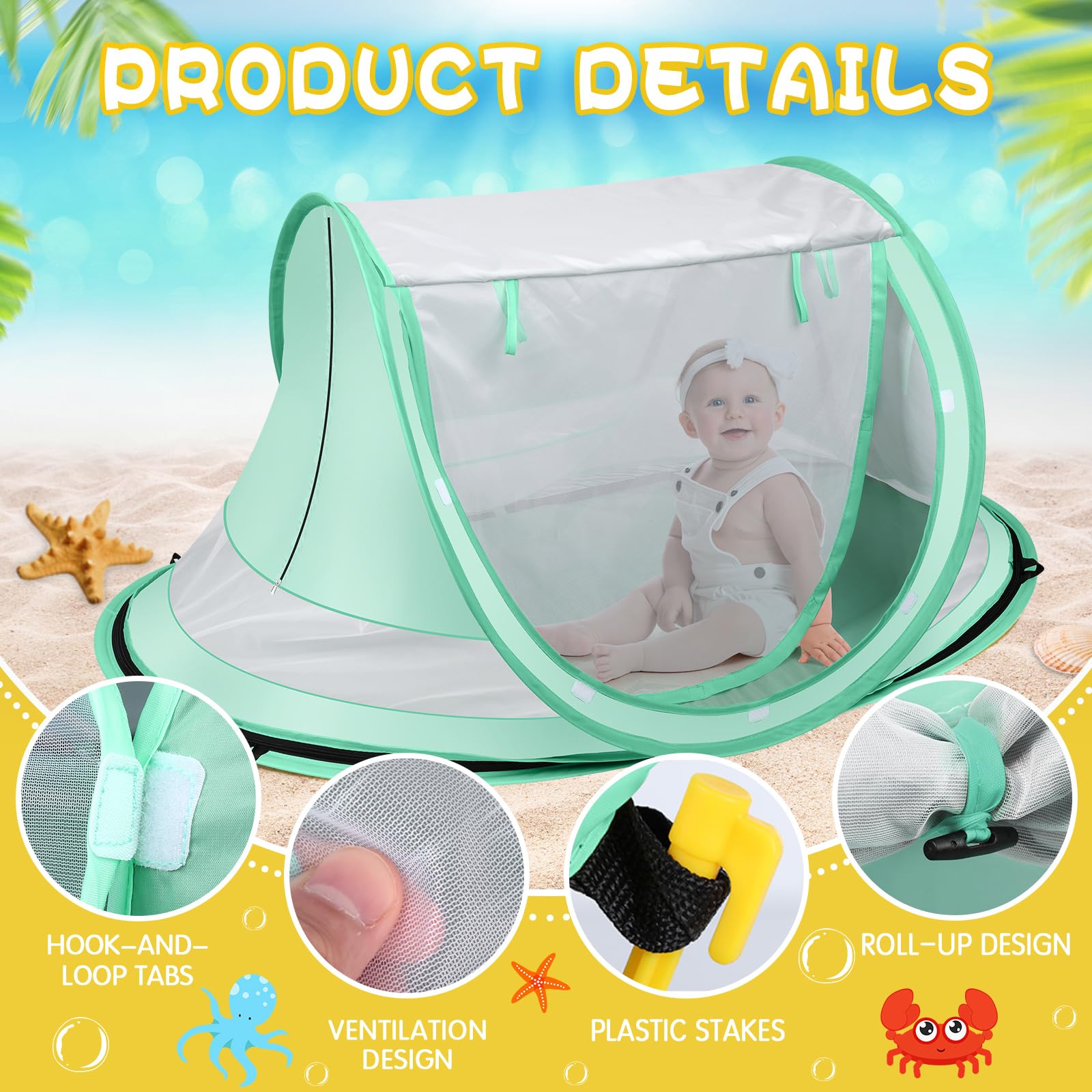 Kapeazo beach tent includes 4 pegs and carry bag