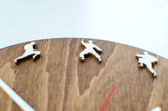 Wood wall clock martial arts decor karate taekwondo 10 inch