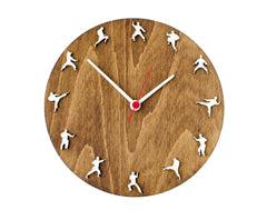 Karate Taekwondo wood wall clock 10 inch diameter