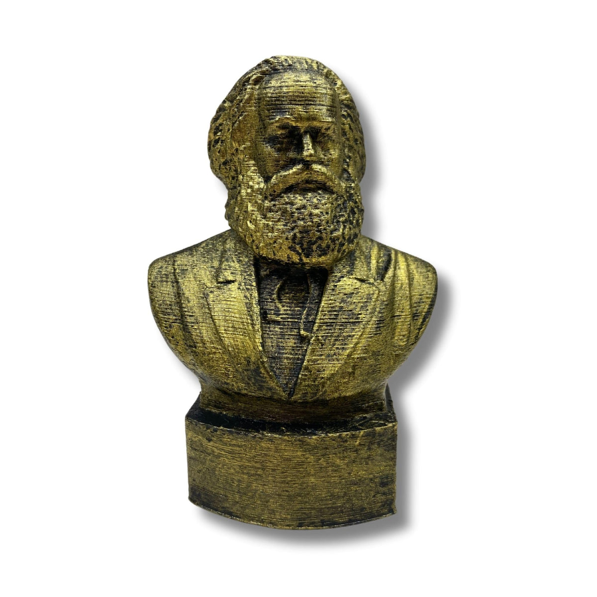 Karl Marx bust statue hand-painted with gold finish for display