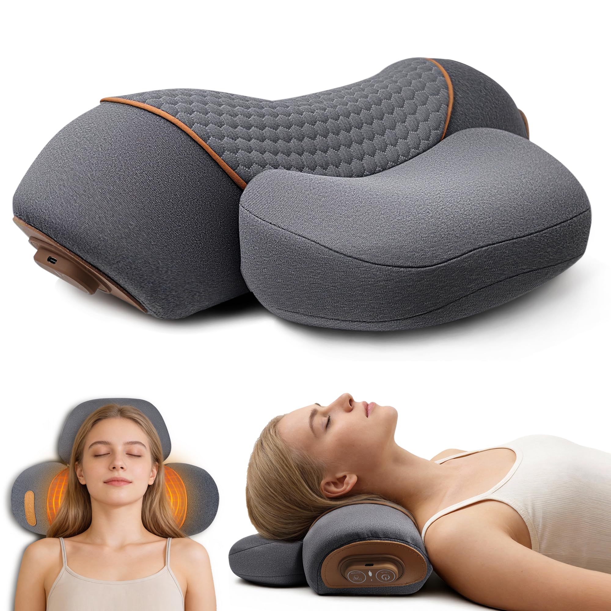 KASHIBANG Massage Pillow Neck grey memory foam neck support