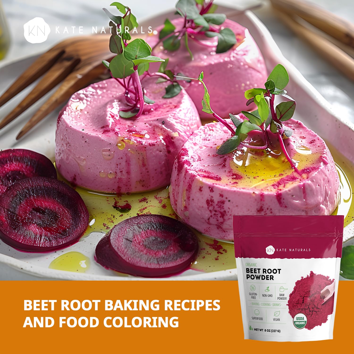 Kate Naturals Organic Beet Root Powder 100% pure beets packaging