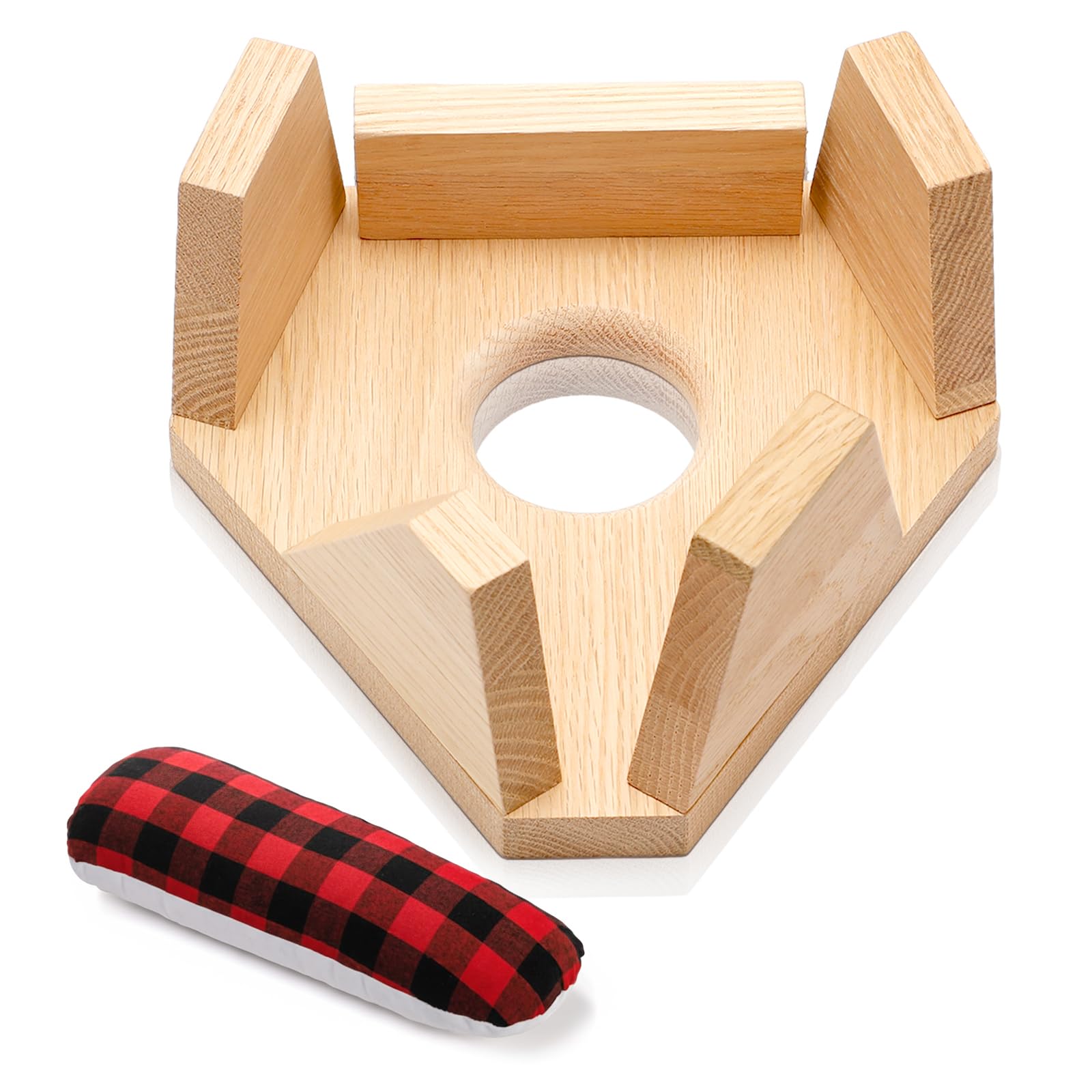 Kathfly wooden tailor ham holder hex base in natural oak