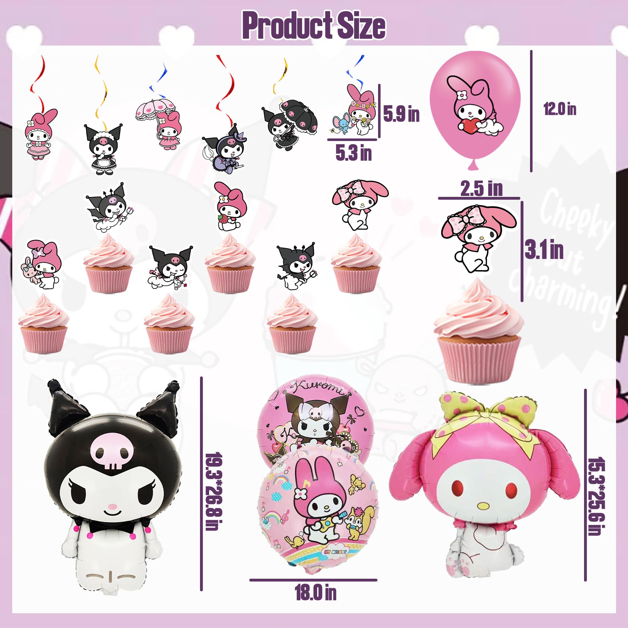 Kawaii Birthday Decorations kit contents and packaging