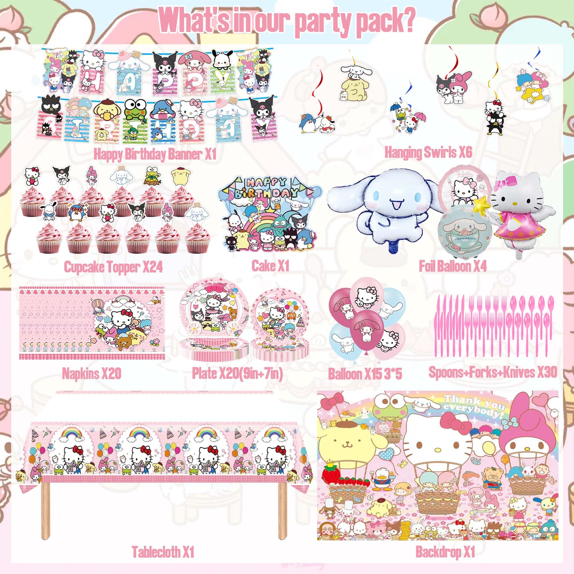 Balloons from Kawaii Birthday Decorations set