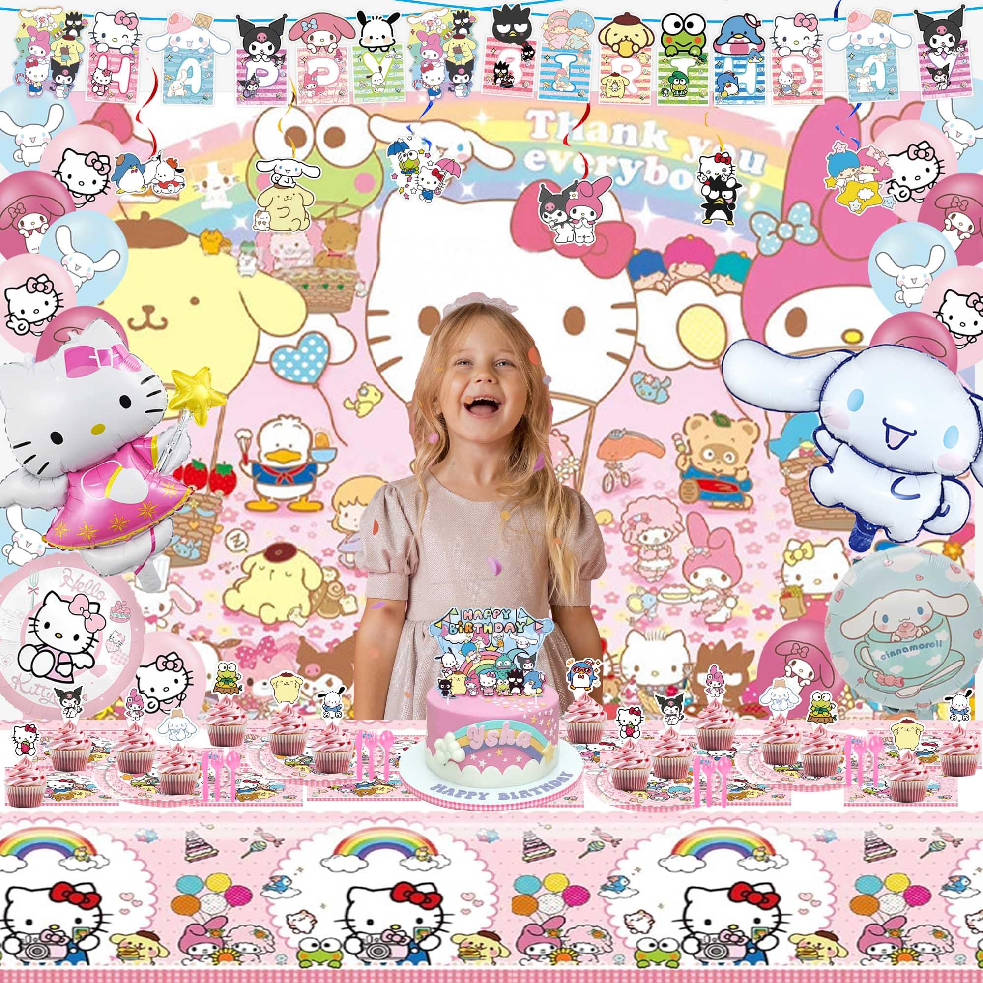 Cake toppers from Kawaii Birthday Decorations set