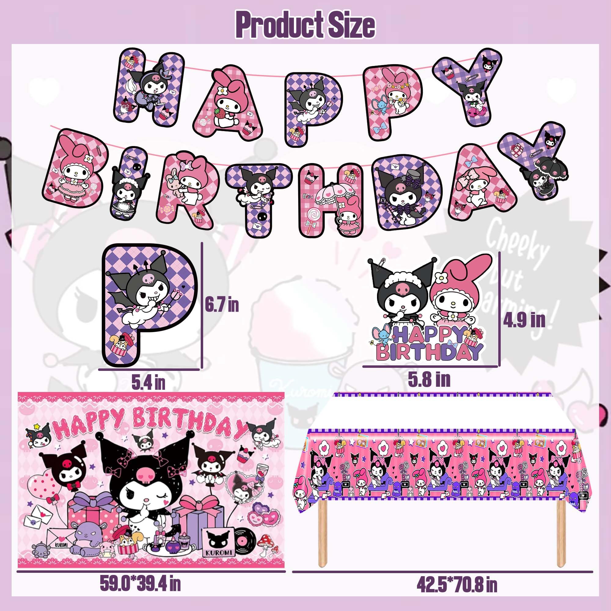Kawaii Birthday Decorations backdrop with tablecloth scene