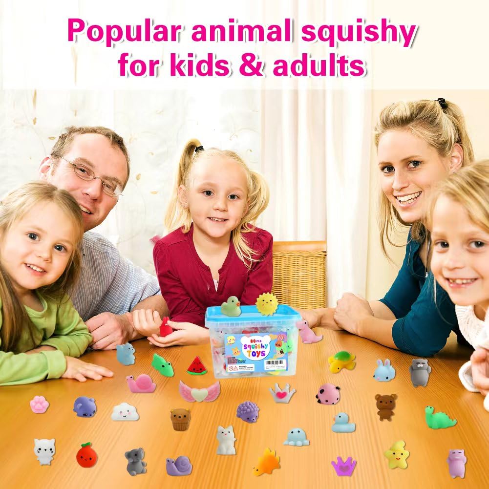 Assorted mini squishies animals and fruits