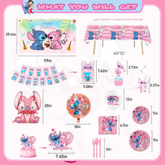 Hanging swirls and balloons set for stitch themed party