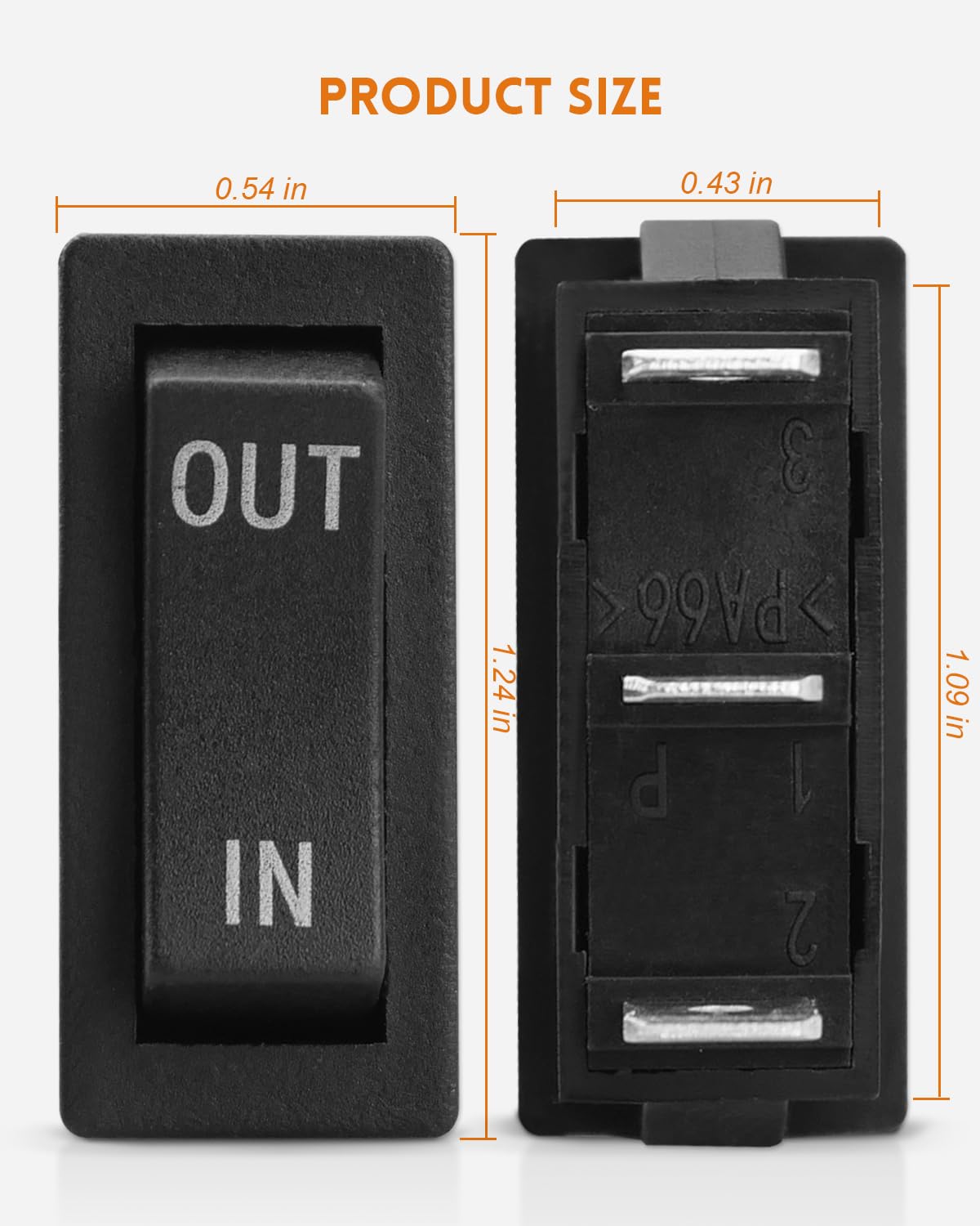 two input and output rocker switches included in set