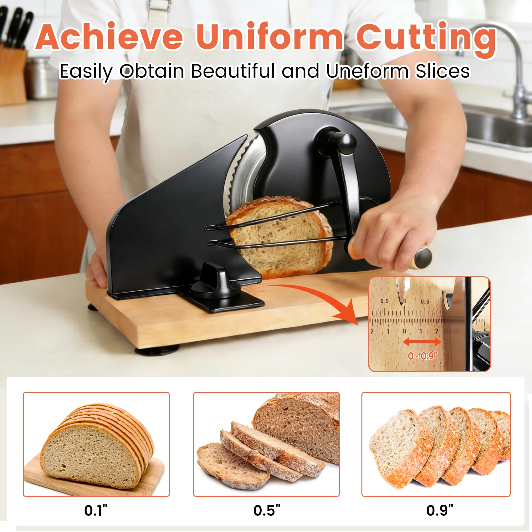 sourdough loaf being sliced with keabys Bread Slicer