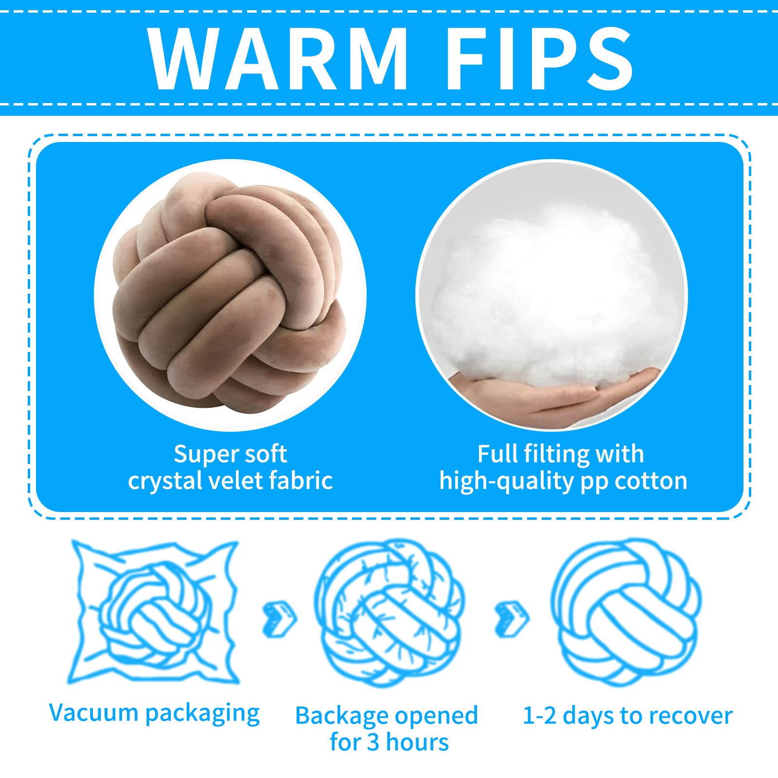 Vacuum packed packaging KEBAIHUA knot ball pillow