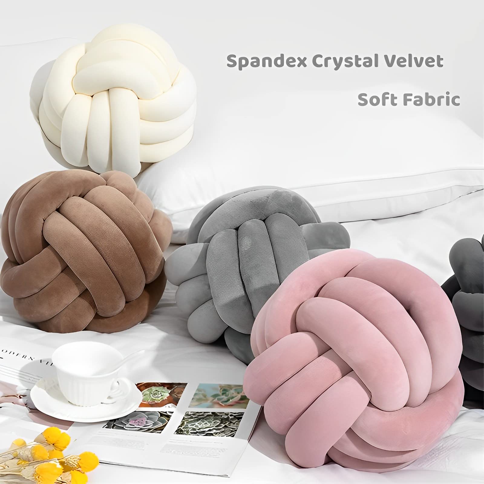 Coffee 8.5 inch knot ball pillow small size