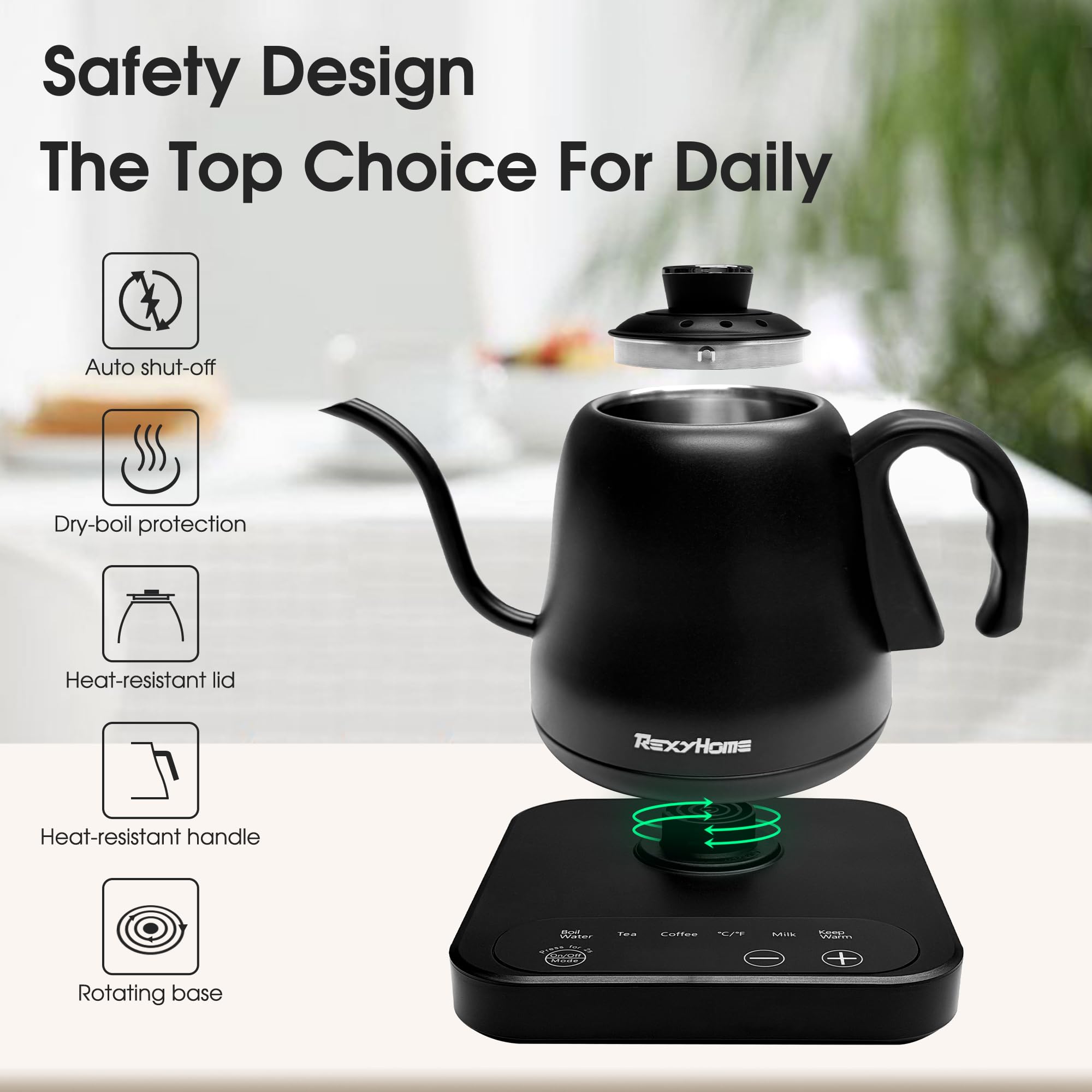 Keep warm function maintains temperature up to 2 hours