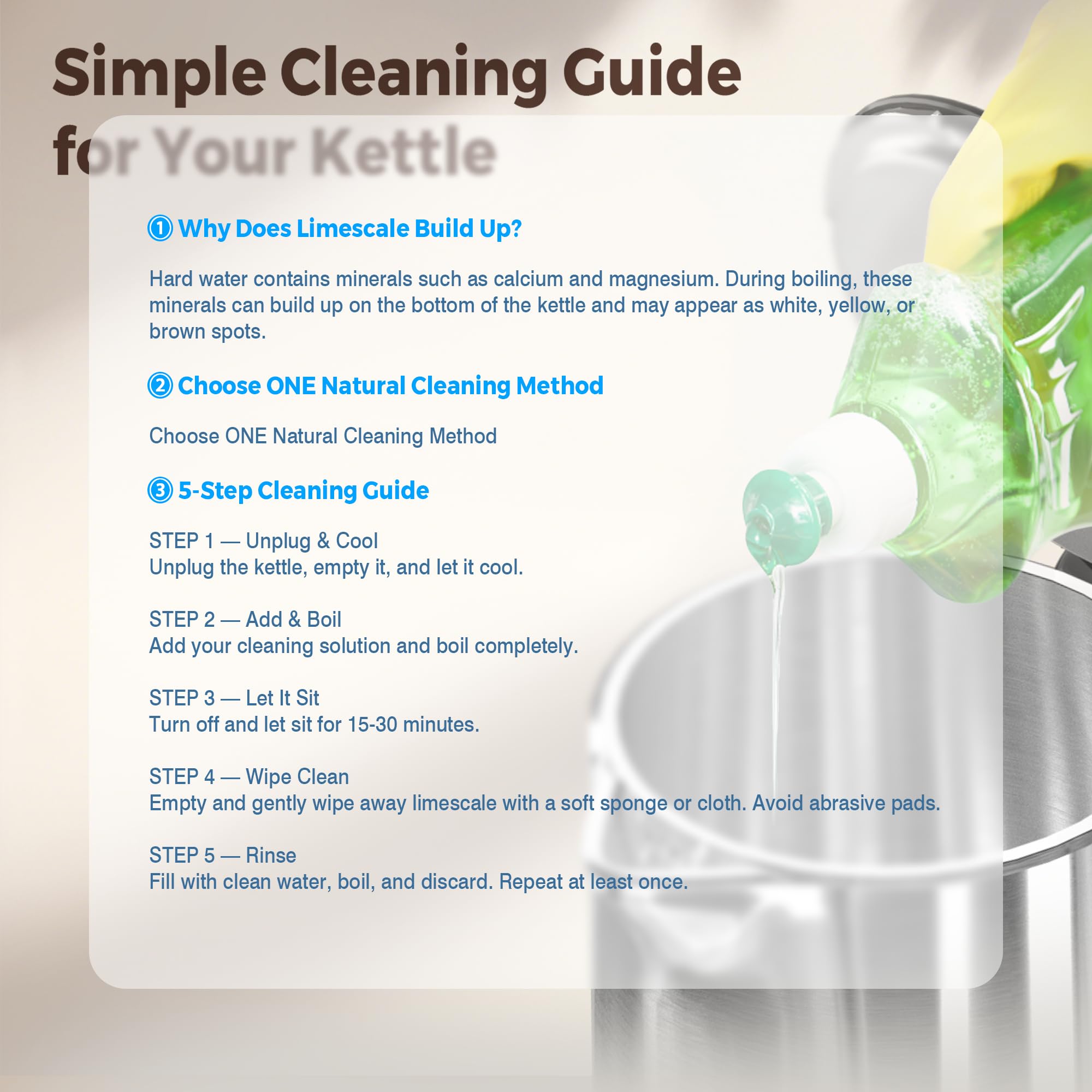 easy descaling and cleaning keinve kettle