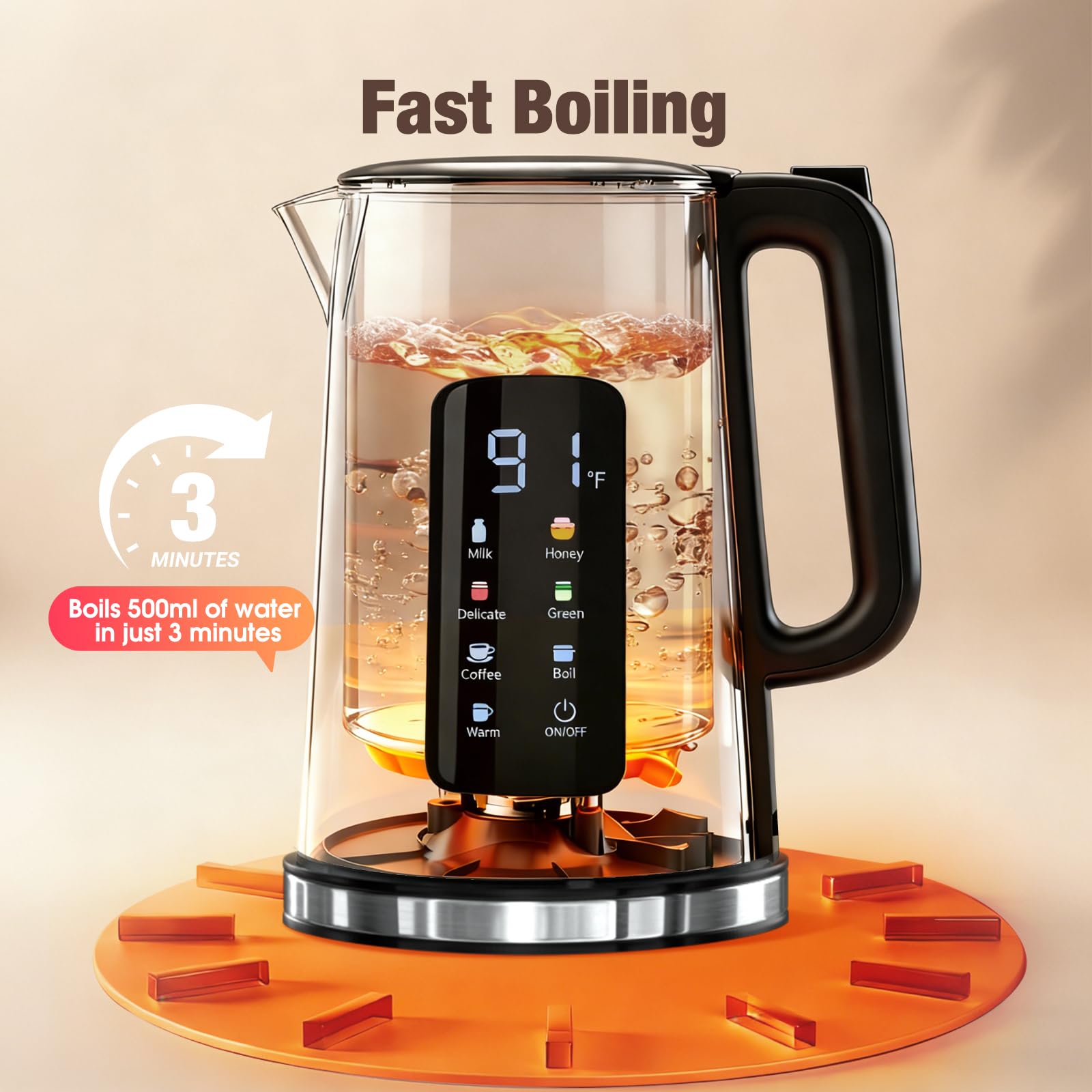 6 preset temperature levels in keinve kettle