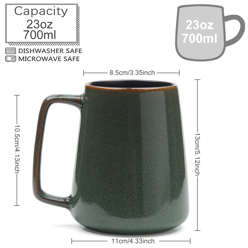 Ceramic coffee mug 700ml by KELINGO with golden handle